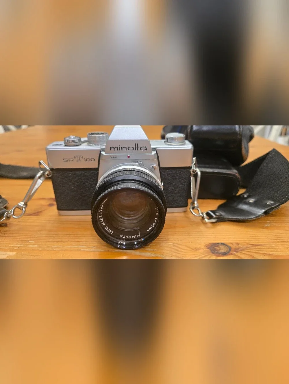 Vintage Minolta SR-T 100 Classic Manual 35mm Film Camera Black Silver With Lens